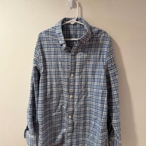 Vineyard Vines Blue and White Plaid Men's Shirt